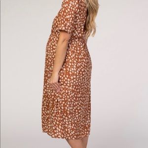 PinkBlush Camel Dot Midi Dress Maternity